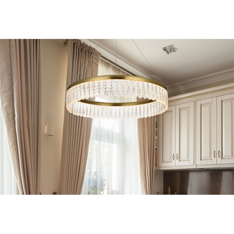 Elegant Lighting Rune 1-Light Metal Adjustable LED Chandelier in Gold