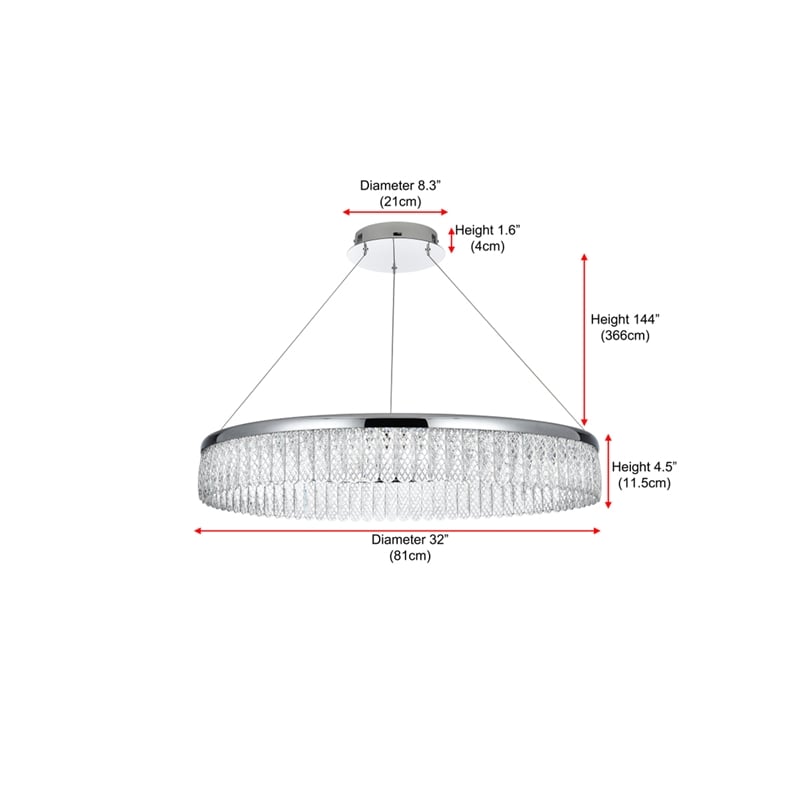 Elegant Lighting Rune 1-Light Metal Adjustable LED Chandelier in Chrome