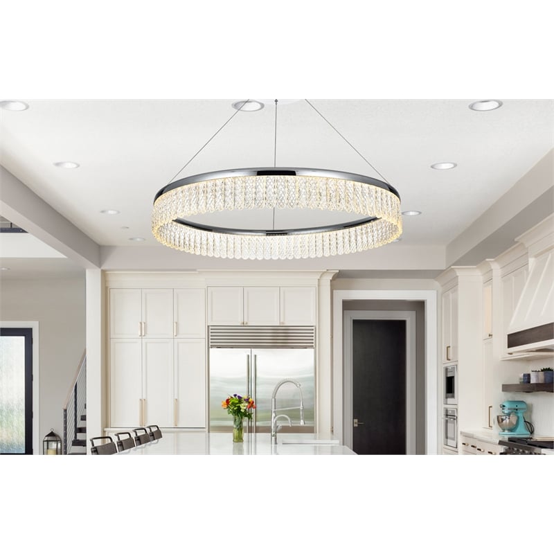 Elegant Lighting Rune 1-Light Metal Adjustable LED Chandelier in Chrome