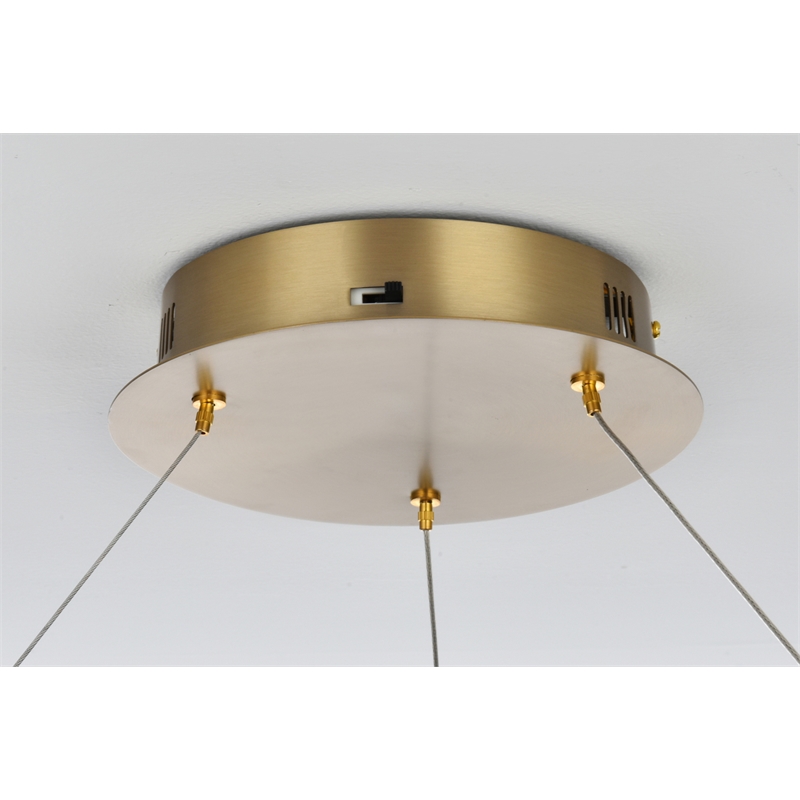 Elegant Lighting Rune 1-Light Metal Adjustable LED Chandelier in Satin Gold