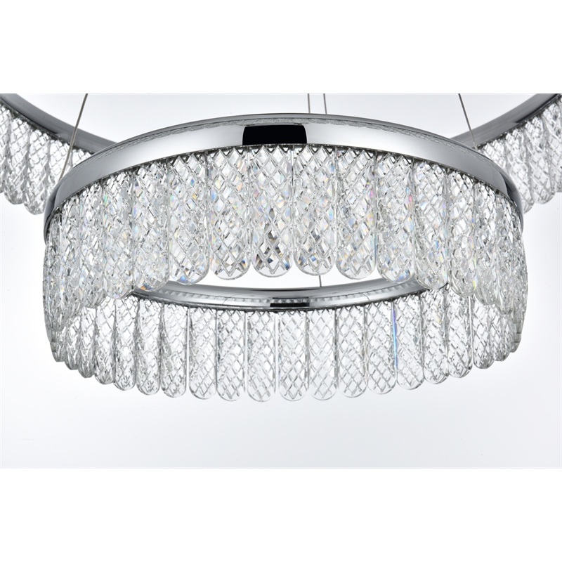 Elegant Lighting Rune 2-Light Metal Adjustable LED Chandelier in Chrome