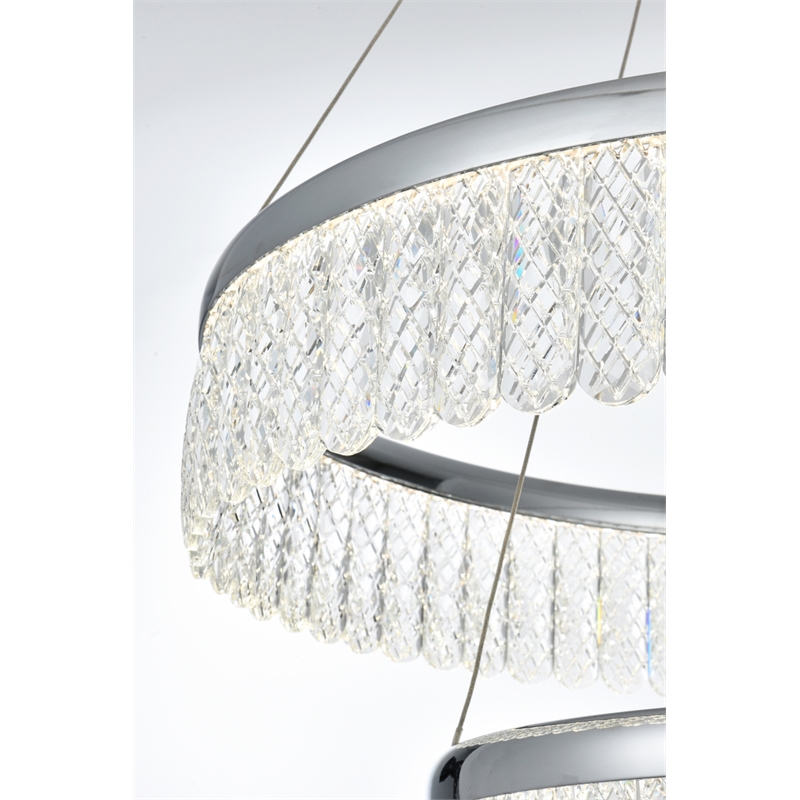 Elegant Lighting Rune 2-Light Metal Adjustable LED Chandelier in Chrome
