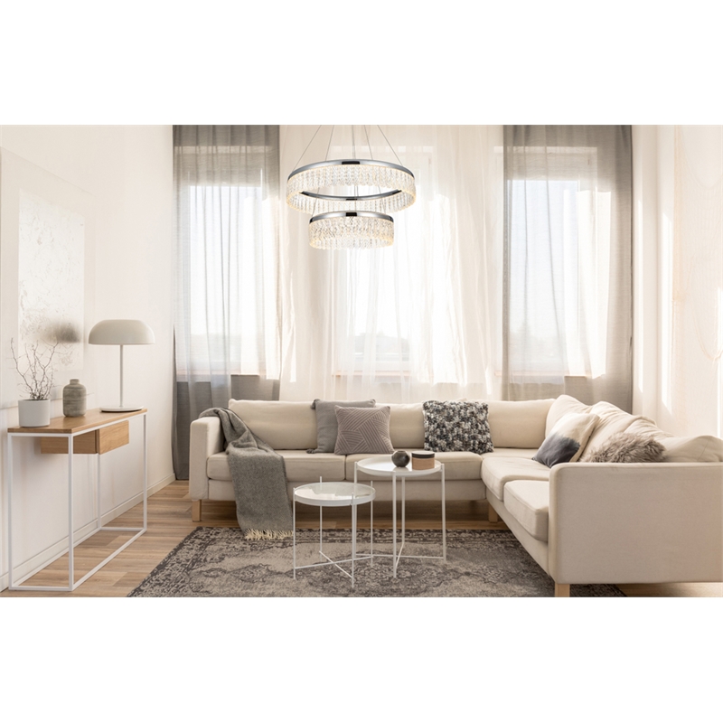 Elegant Lighting Rune 2-Light Metal Adjustable LED Chandelier in Chrome