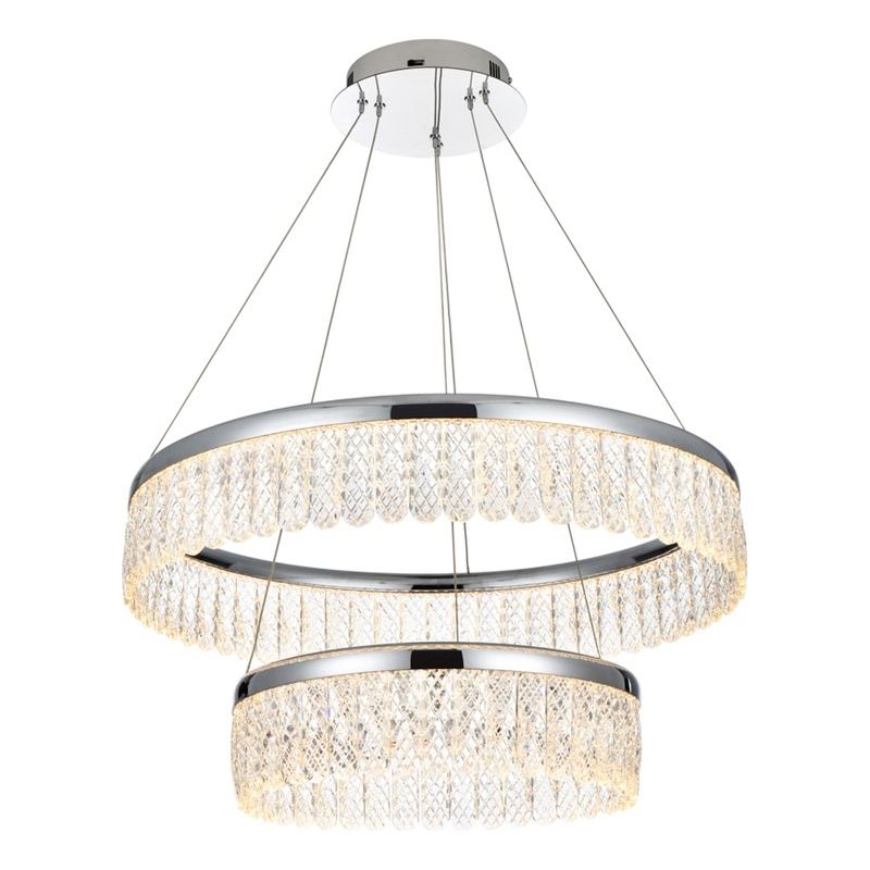 Elegant Lighting Rune 2-Light Metal Adjustable LED Chandelier in Chrome