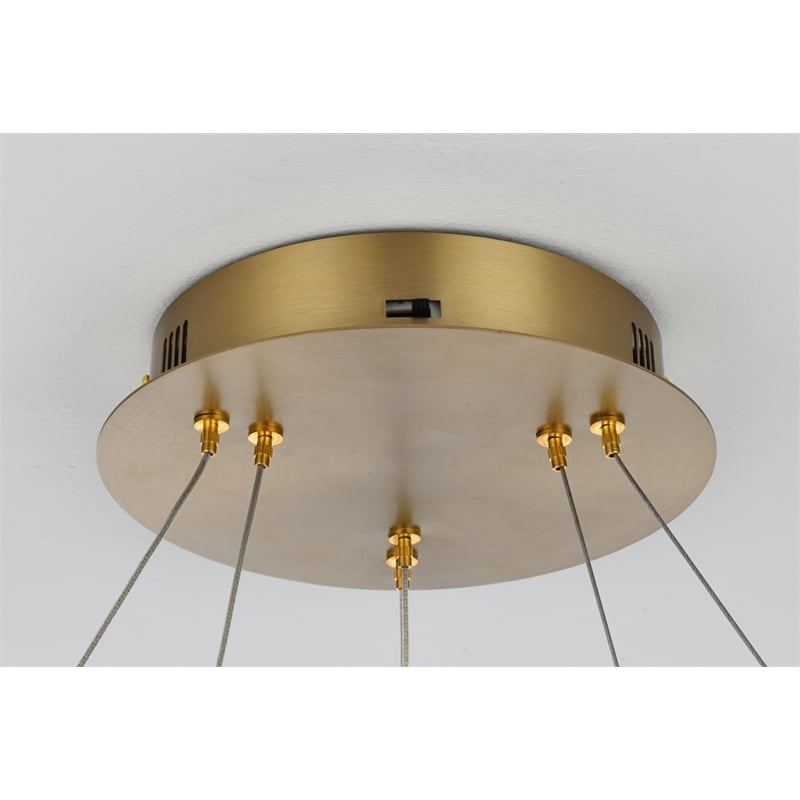 Elegant Lighting Rune 2-Light Metal Adjustable LED Chandelier in Satin Gold