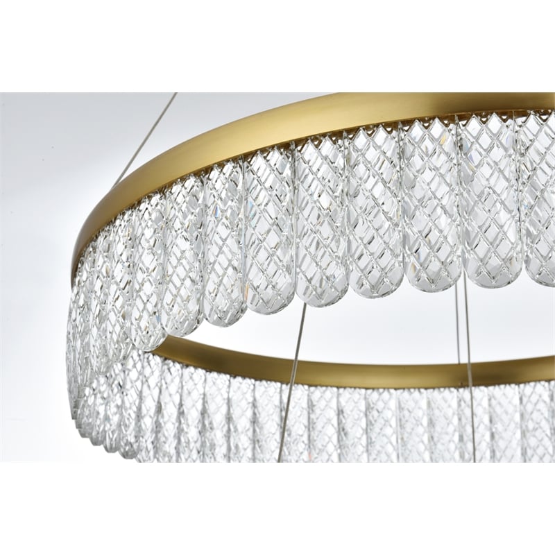 Elegant Lighting Rune 2-Light Metal Adjustable LED Chandelier in Satin Gold