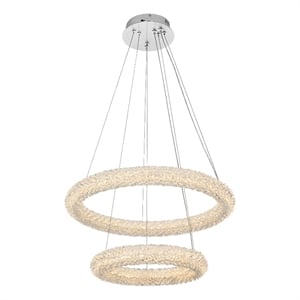 Elegant Lighting Bowen 24&quot 2-Light Metal Adjustable LED Chandelier in Chrome