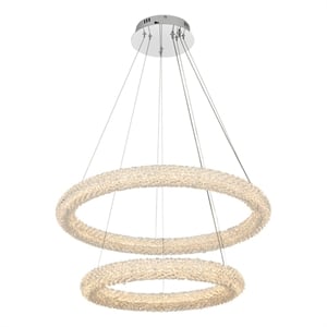 Elegant Lighting Bowen 28&quot 2-Light Metal Adjustable LED Chandelier in Chrome
