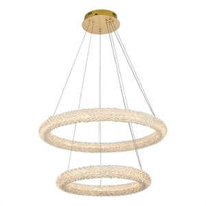 Elegant Lighting Bowen 28&quot 2-Light Metal Adjustable LED Chandelier in Gold