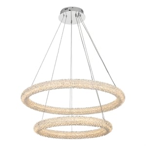 Elegant Lighting Bowen 32&quot 2-Light Metal Adjustable LED Chandelier in Chrome