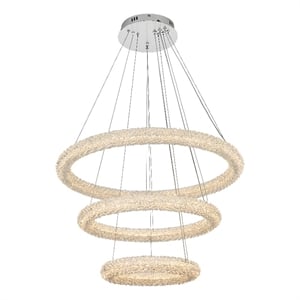 Elegant Lighting Bowen 32&quot 3-Light Metal Adjustable LED Chandelier in Chrome