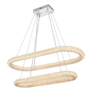 Elegant Lighting Bowen 42&quot 2-Light Metal Adjustable LED Chandelier in Chrome