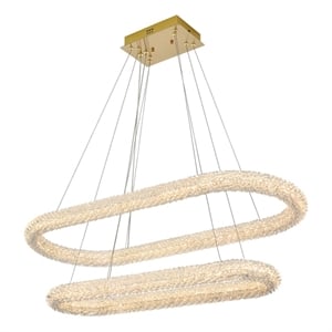 Elegant Lighting Bowen 42&quot 2-Light Metal Adjustable LED Chandelier in Gold