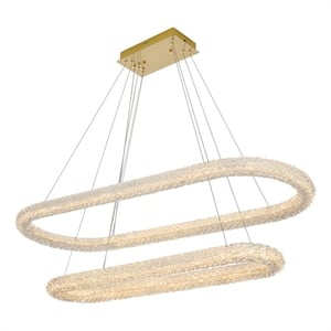 Elegant Lighting Bowen 51&quot 2-Light Metal Adjustable LED Chandelier in Gold