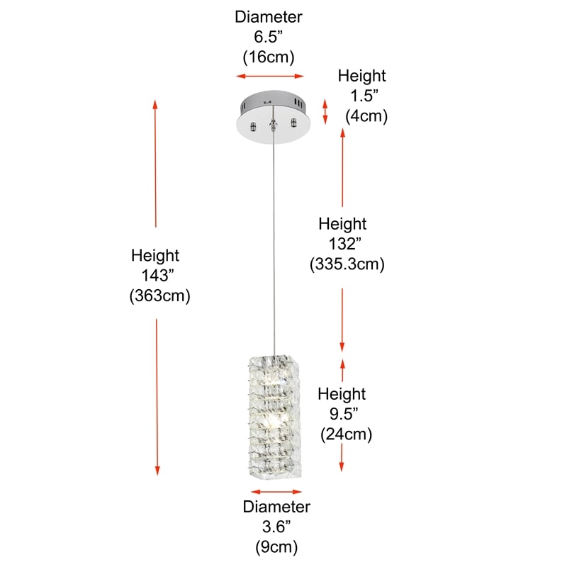 Elegant Lighting Aston 6.5 Inch Led Pendant In Chrome