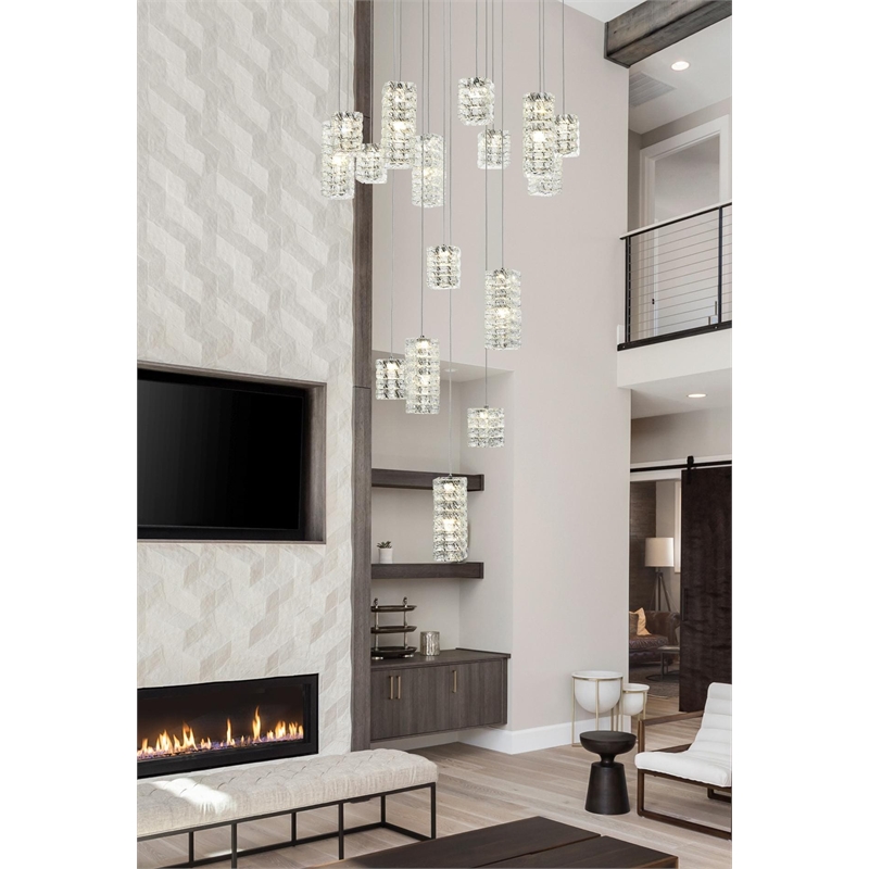 Elegant Lighting Aston 32 Inch Led Pendant In Chrome