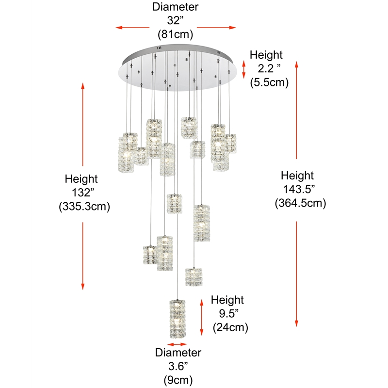 Elegant Lighting Aston 32 Inch Led Pendant In Chrome