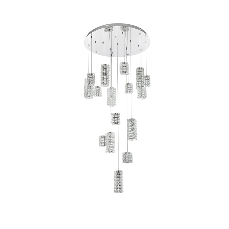 Elegant Lighting Aston 32 Inch Led Pendant In Chrome