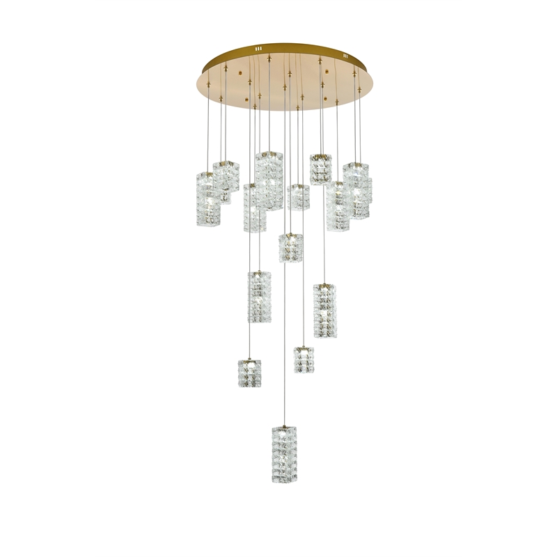 Elegant Lighting Aston 32 Inch Led Pendant In Satin Gold