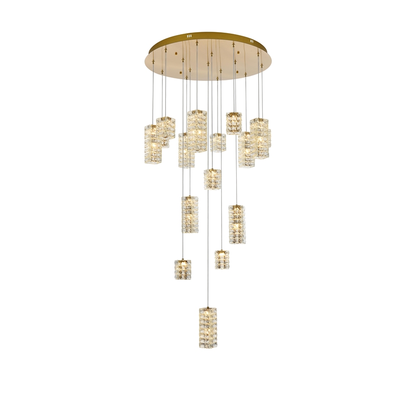 Elegant Lighting Aston 32 Inch Led Pendant In Satin Gold