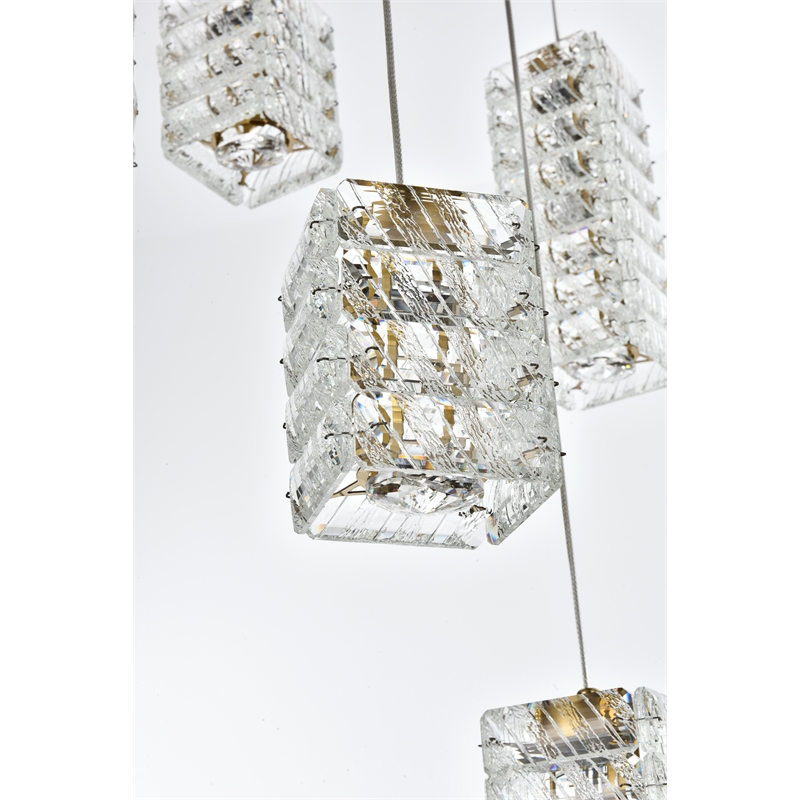 Elegant Lighting Aston 32 Inch Led Pendant In Satin Gold