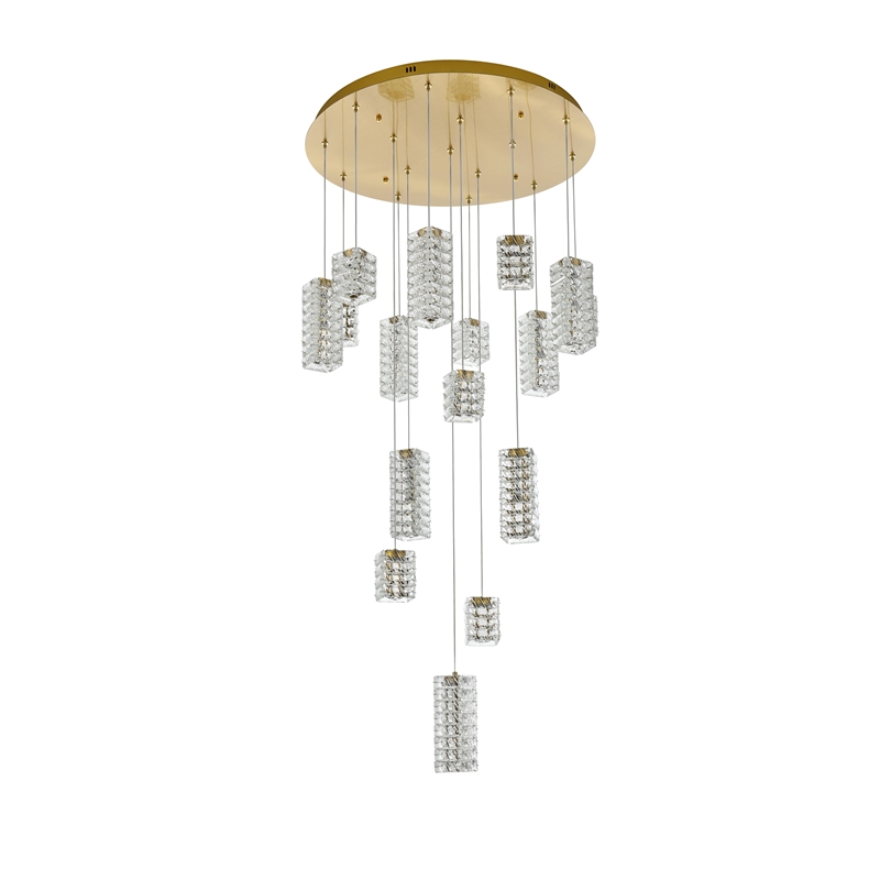 Elegant Lighting Aston 32 Inch Led Pendant In Satin Gold