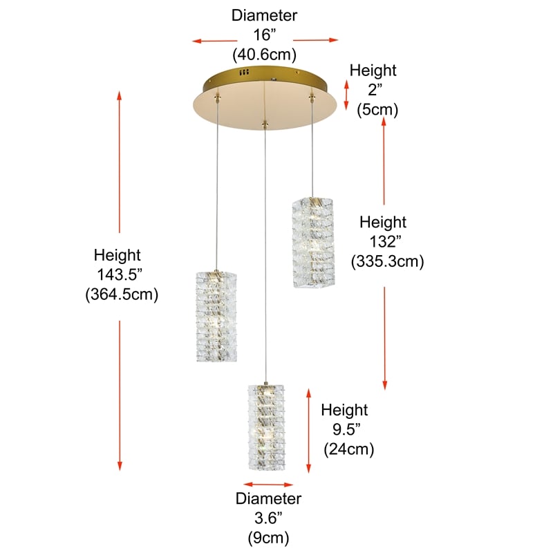 Elegant Lighting Aston 16 Inch Led Pendant In Satin Gold