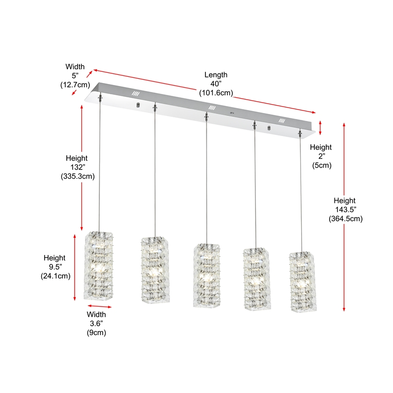 Elegant Lighting Aston 40 Inch Led Pendant In Chrome