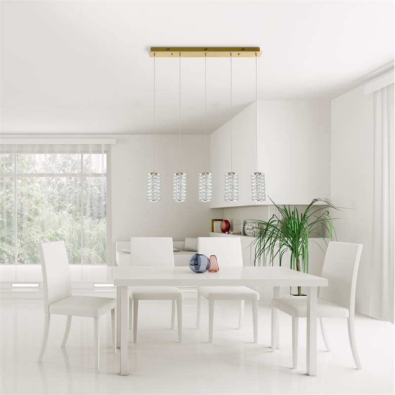 Elegant Lighting Aston 40 Inch Led Pendant In Satin Gold