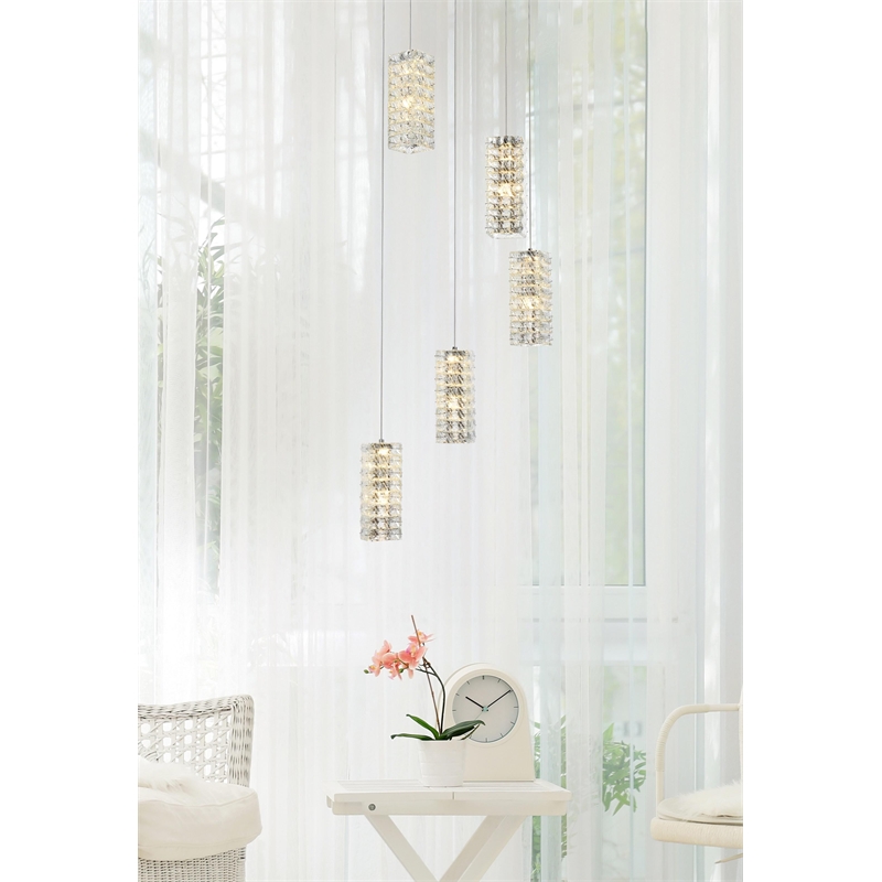 Elegant Lighting Aston 20 Inch Led Pendant In Chrome
