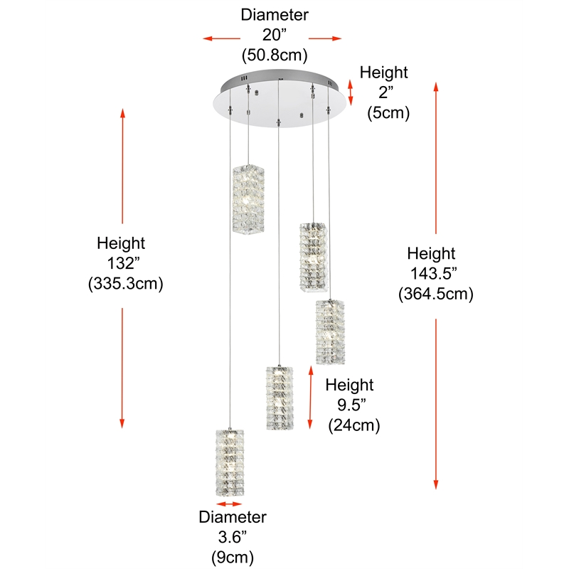 Elegant Lighting Aston 20 Inch Led Pendant In Chrome