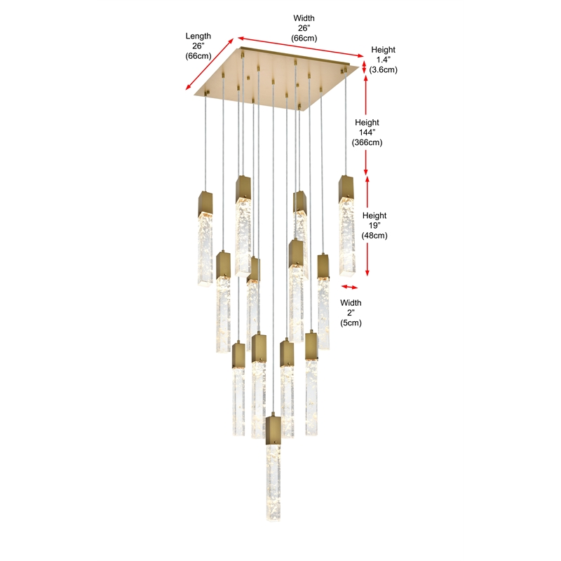 Elegant Lighting Aurora 26 Inch Pendant In Satin Gold