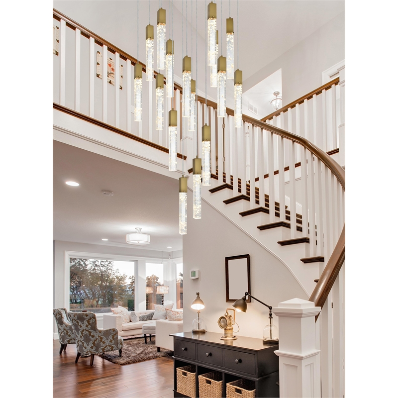 Elegant Lighting Aurora 30 Inch Pendant In Chrome