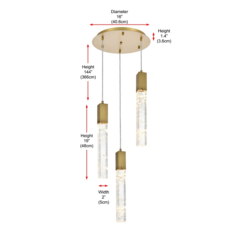 Elegant Lighting Aurora 16 Inch Chandelier In Satin Gold