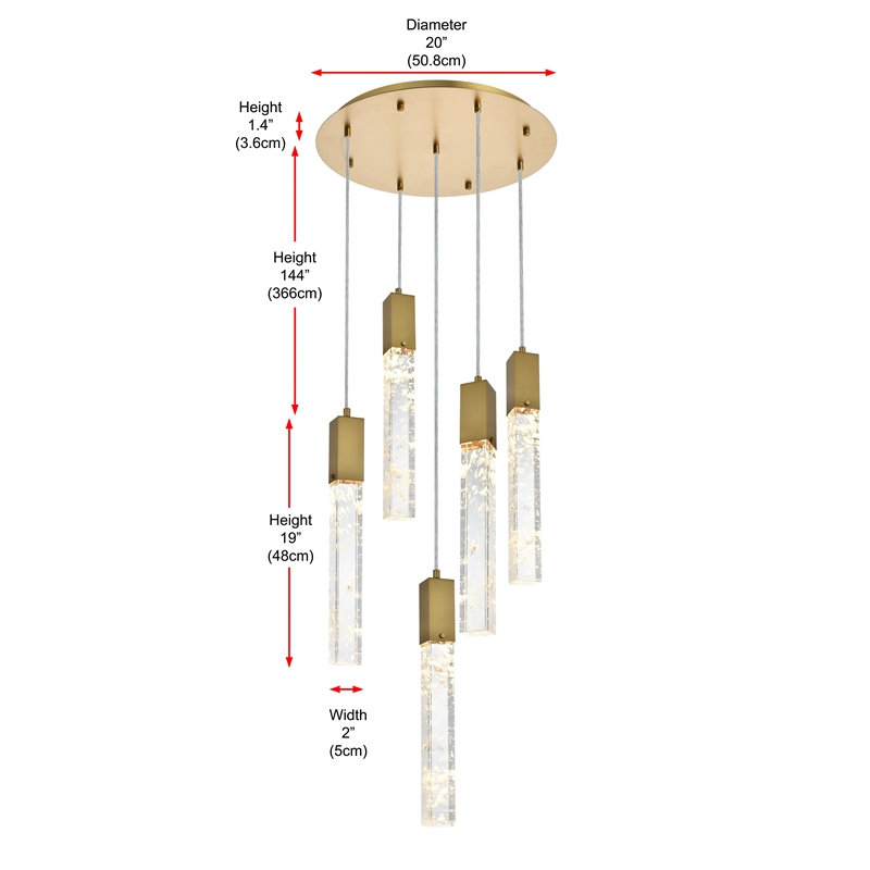 Elegant Lighting Aurora 20 Inch Chandelier In Satin Gold