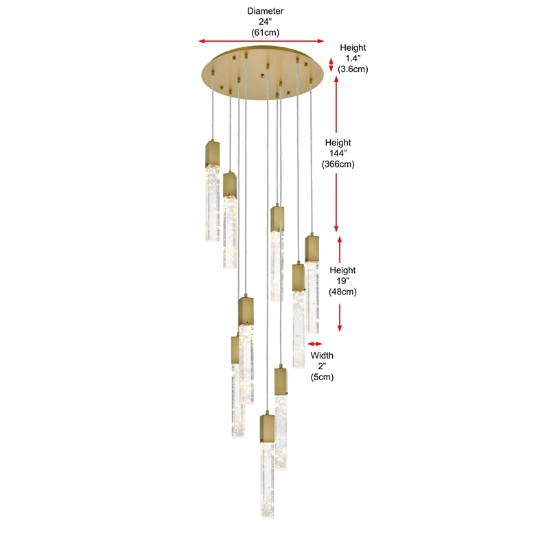 Elegant Lighting Aurora 24 Inch Chandelier In Satin Gold