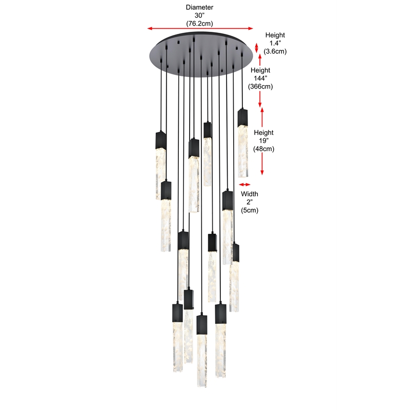 Elegant Lighting Aurora 30 Inch Chandelier In Black