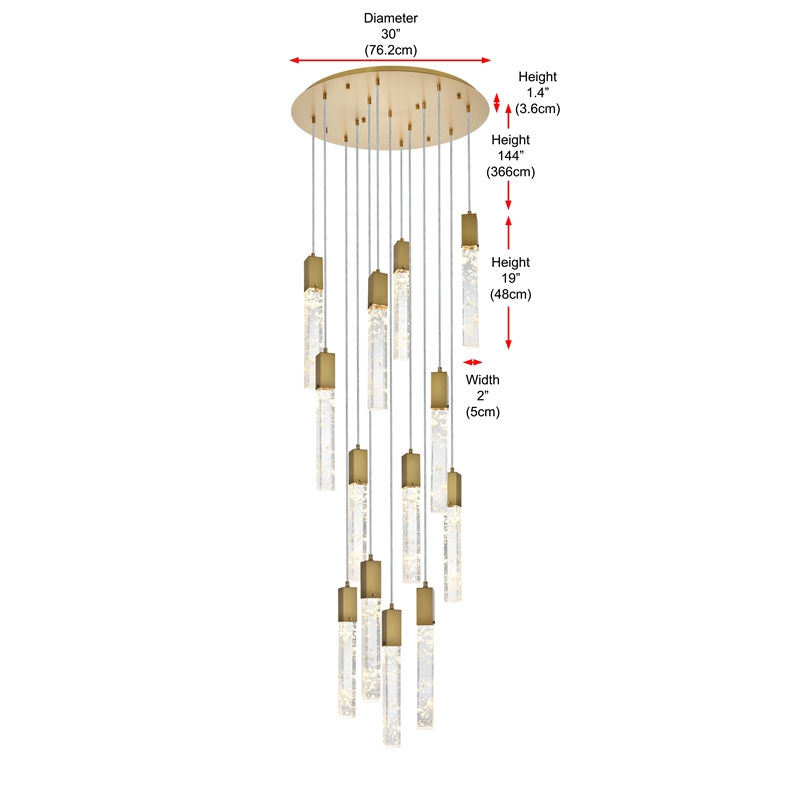 Elegant Lighting Aurora 30 Inch Chandelier In Satin Gold
