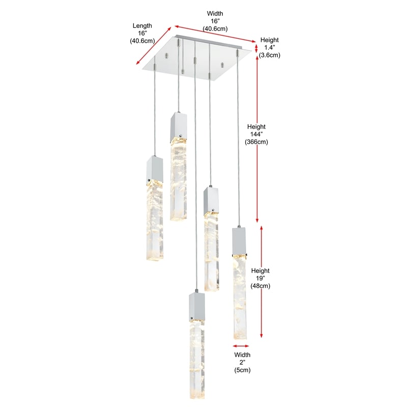 Elegant Lighting Aurora 16 Inch Pendant In Chrome