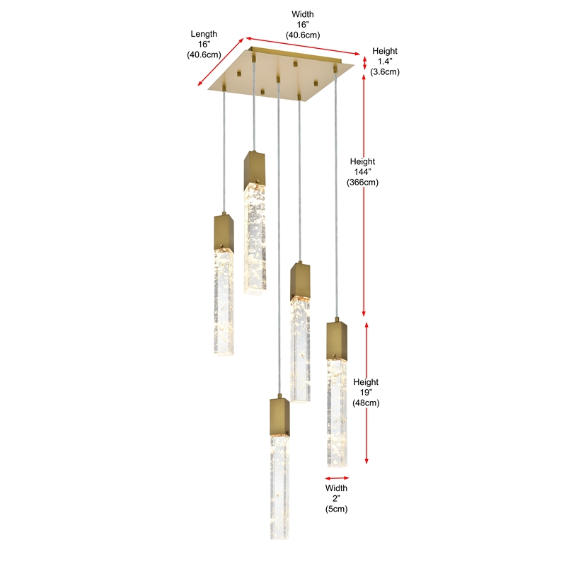 Elegant Lighting Aurora 16 Inch Pendant In Satin Gold