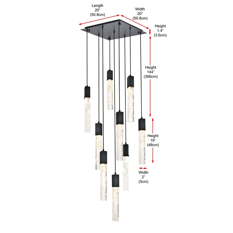 Elegant Lighting Aurora 20 Inch Pendant In Black
