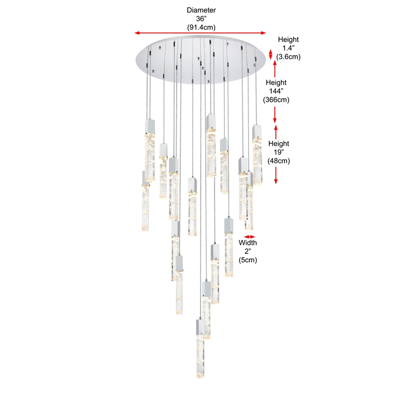 Elegant Lighting Aurora 36 Inch Chandelier In Chrome