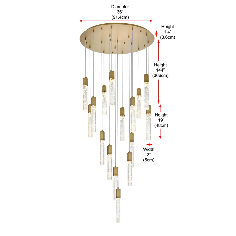 Elegant Lighting Aurora 36 Inch Chandelier In Satin Gold