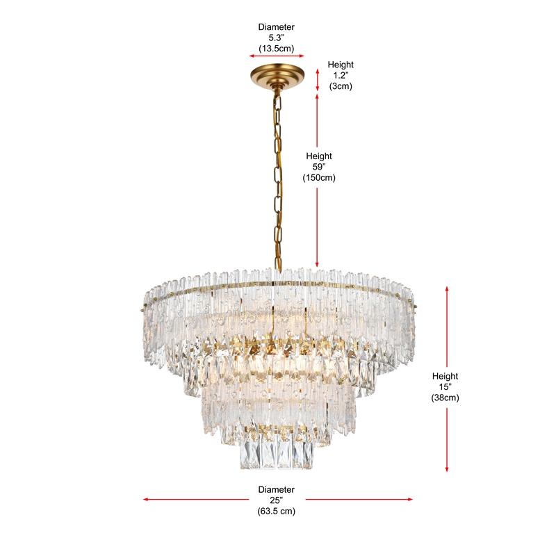 Elegant Lighting Emilia 25 Inch Chandelier In Satin Gold