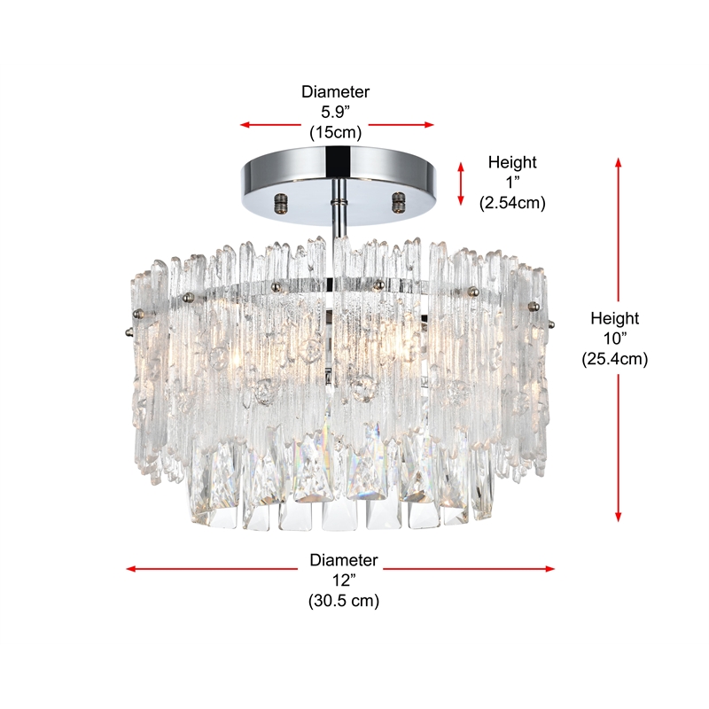 Elegant Lighting Emilia 12 Inch Flush Mount In Chrome