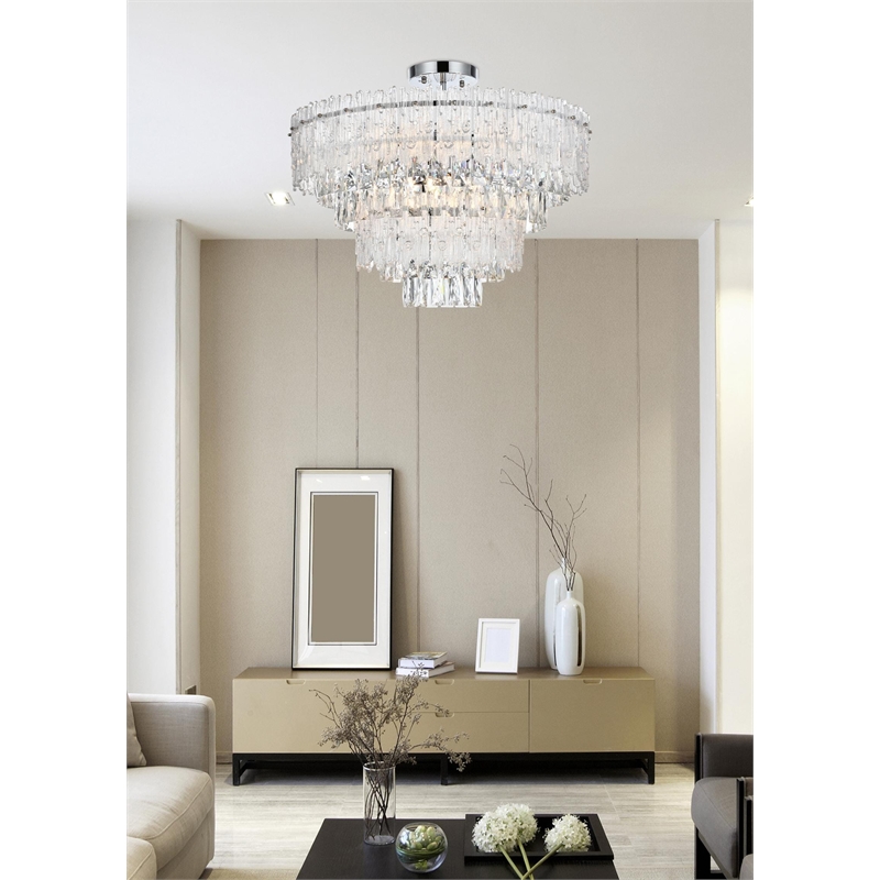 Elegant Lighting Emilia 25 Inch Flush Mount In Chrome