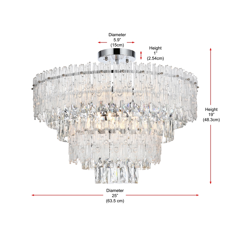 Elegant Lighting Emilia 25 Inch Flush Mount In Chrome
