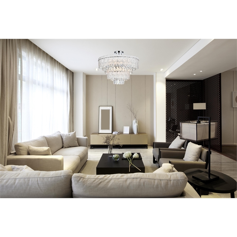 Elegant Lighting Emilia 25 Inch Flush Mount In Chrome