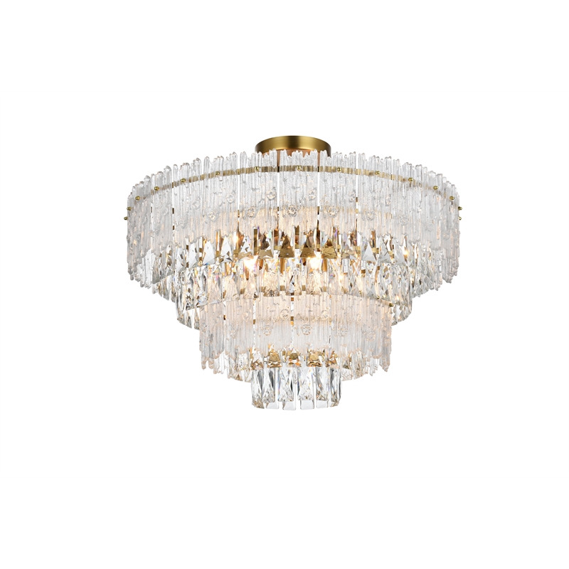 Elegant Lighting Emilia 25 Inch Flush Mount In Satin Gold