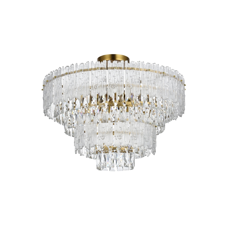 Elegant Lighting Emilia 25 Inch Flush Mount In Satin Gold